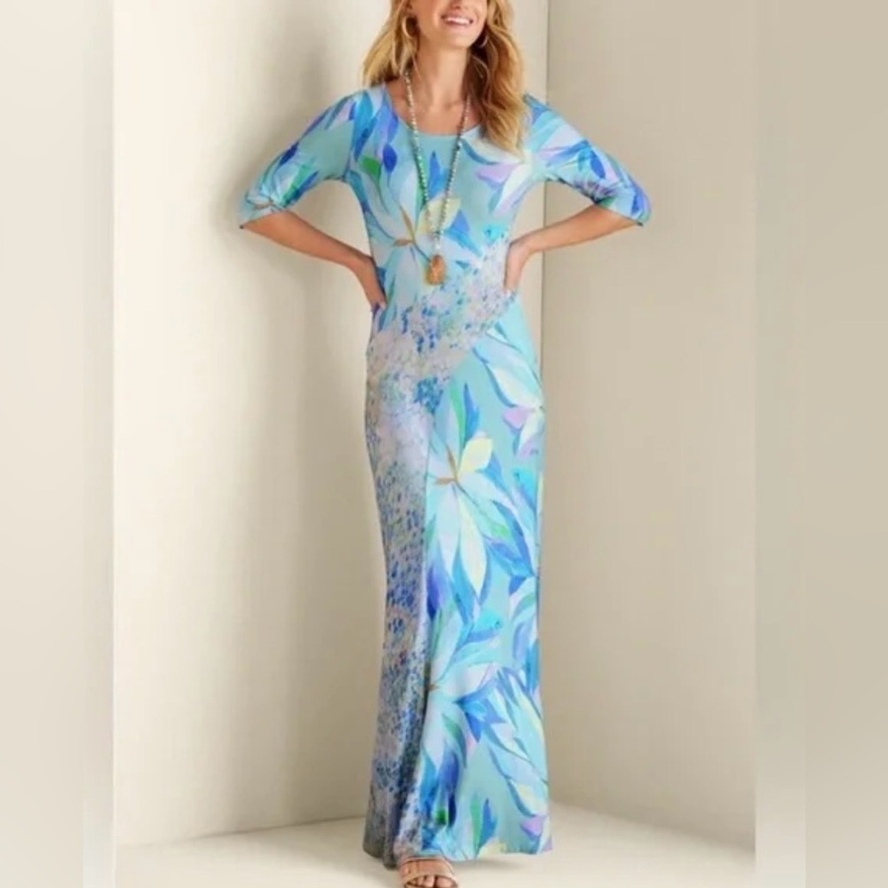 Soft Surroundings Stella Maxi Dress in Painterly Blue